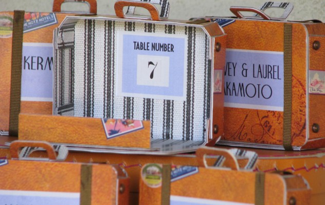 Vintage suitcase table numbers
